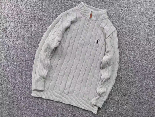 RALPH LAUREN QUARTER ZIP SWEATER GREY