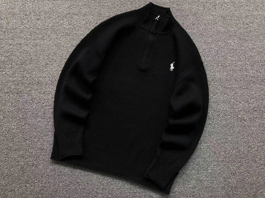 RALPH LAUREN ZIP OLD MONEY SWEATER BLACK