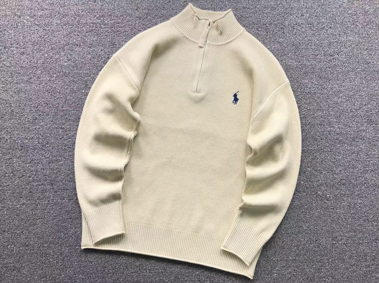 RALPH LAUREN ZIP OLD MONEY SWEATER WHITE