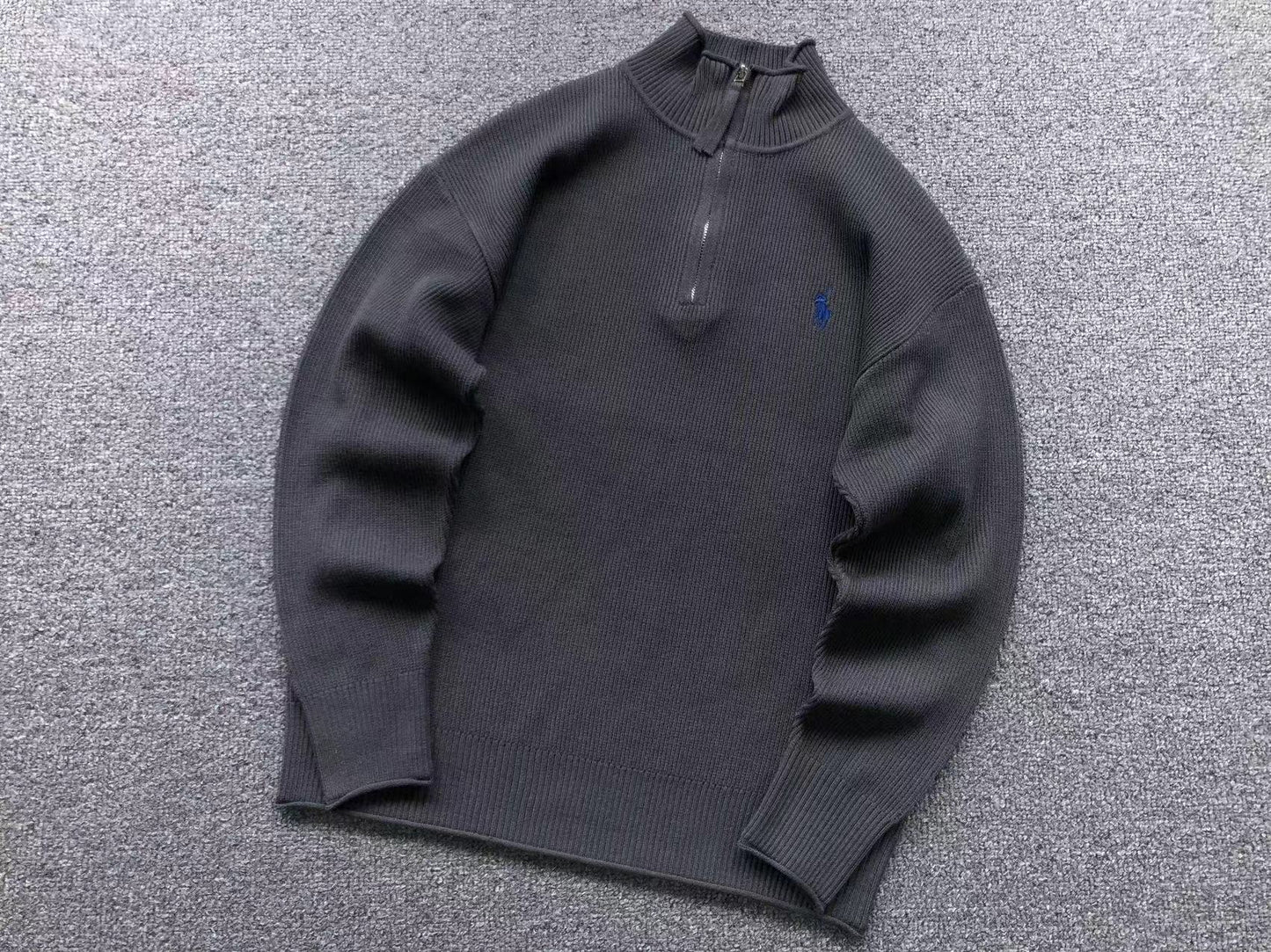 RALPH LAUREN ZIP OLD MONEY SWEATER GREY