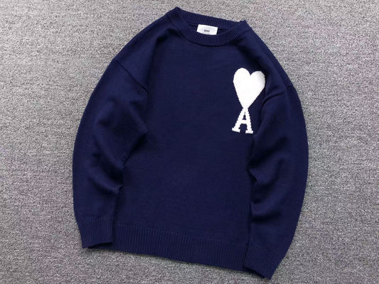 AMI PARIS SWEATER DARK-BLUE/WHITE