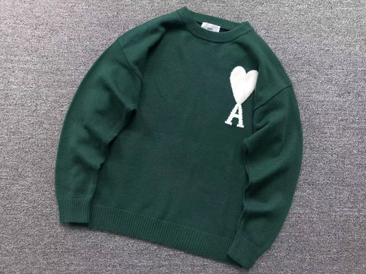 AMI PARIS SWEATER GREEN/WHITE