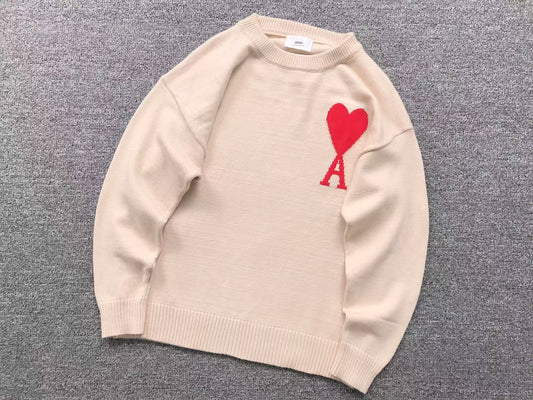 AMI PARIS SWEATER WHITE/RED