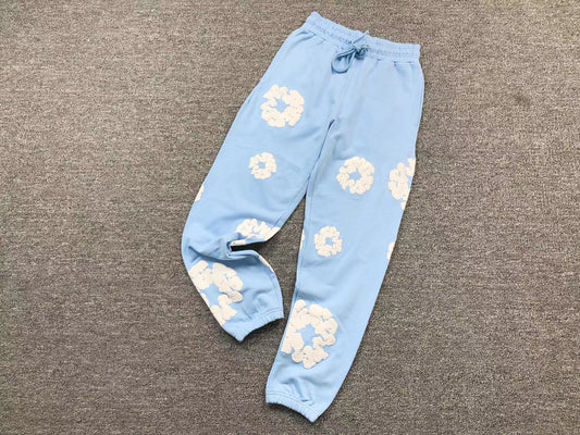 DENIM TEARS PANTS LIGHT-BLUE/WHITE